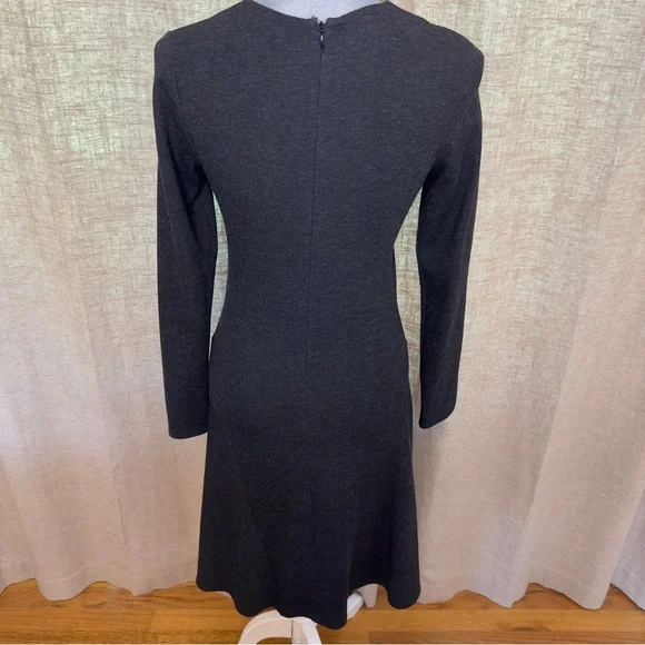 Theory, charcoal gray, long sleeve, midi, A-line dress, size 4 - Picture 6 of 13